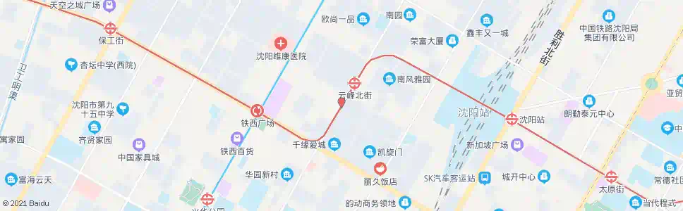 沈阳云峰街北四路_公交站地图_沈阳公交_妙搜公交查询2025