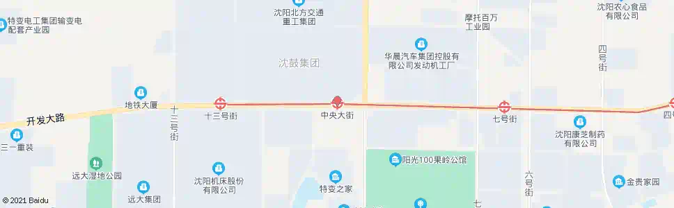 沈阳开发区中央大街_公交站地图_沈阳公交_妙搜公交查询2025