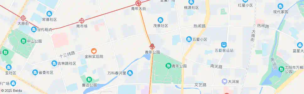 沈阳青年公园南_公交站地图_沈阳公交_妙搜公交查询2025