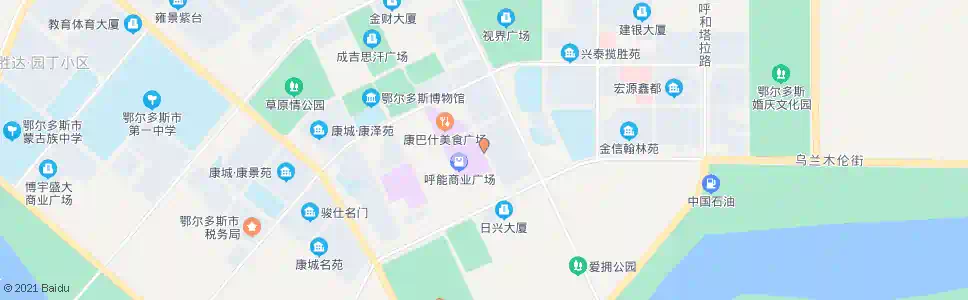 鄂尔多斯康巴什美食广场_公交站地图_鄂尔多斯公交_妙搜公交查询2025