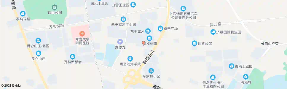 青岛五台山路西于家河_公交站地图_青岛公交_妙搜公交查询2025