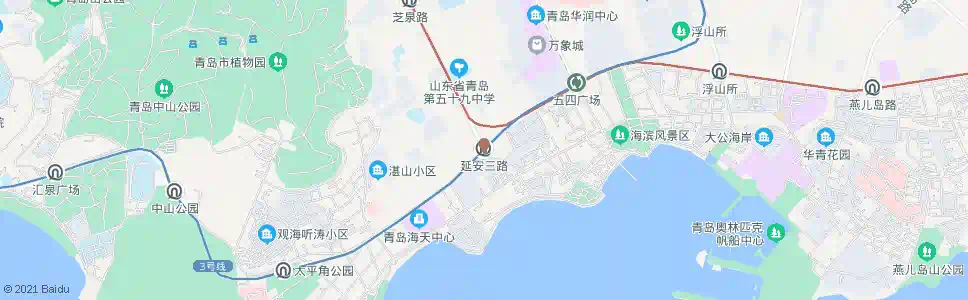 青岛延安三路站_公交站地图_青岛公交_妙搜公交查询2025