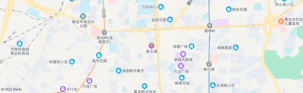 青岛鞍山路(家乐福新兴店)_公交站地图_青岛公交_妙搜公交查询2025