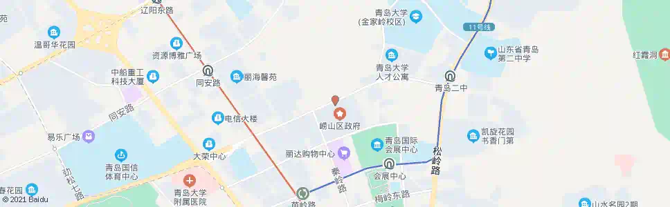 青岛崂山区政府北门_公交站地图_青岛公交_妙搜公交查询2025