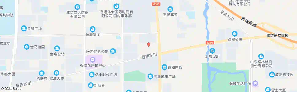 潍坊高新区管委会(潍安路健康街路口)_公交站地图_潍坊公交_妙搜公交查询2025