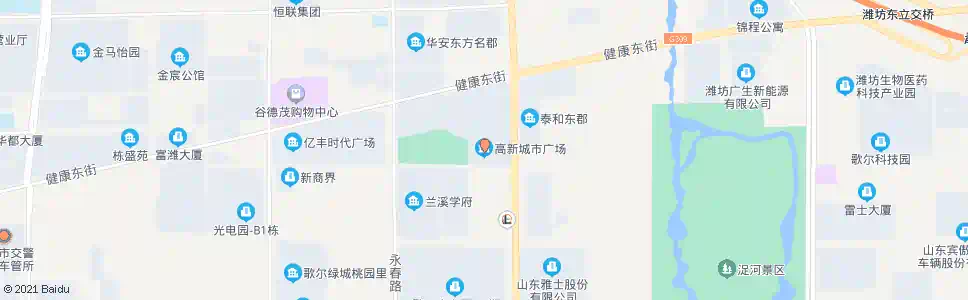 潍坊高新城市广场(健康街潍安路口)_公交站地图_潍坊公交_妙搜公交查询2025