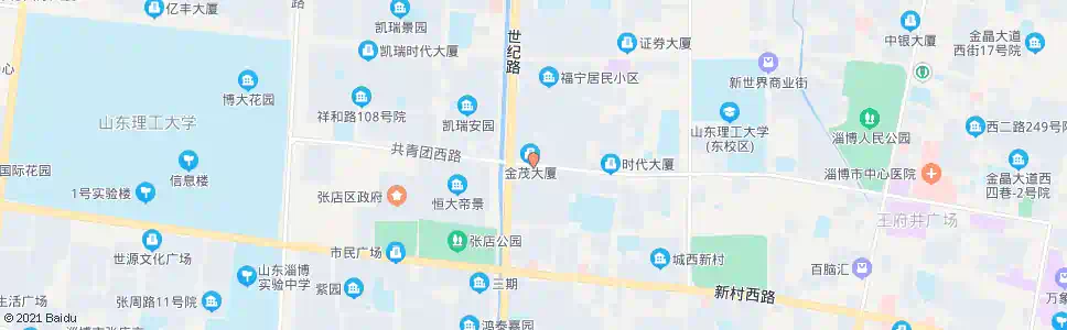 淄博共青团路世纪路路口_公交站地图_淄博公交_妙搜公交查询2025