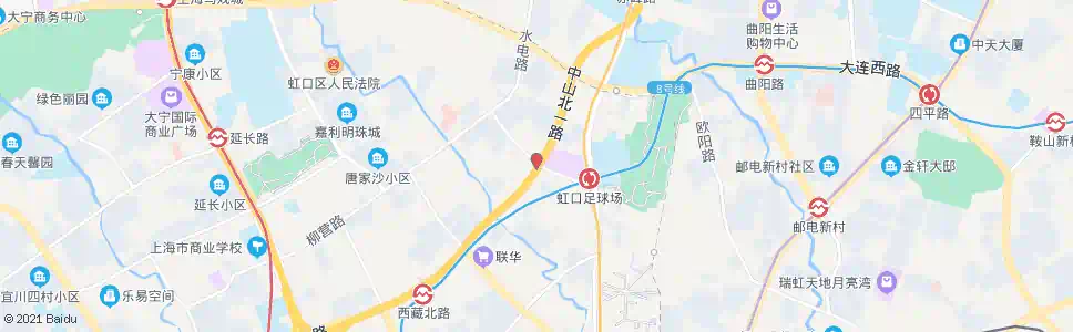 上海中山北一路花园路_公交站地图_上海公交_妙搜公交查询2025