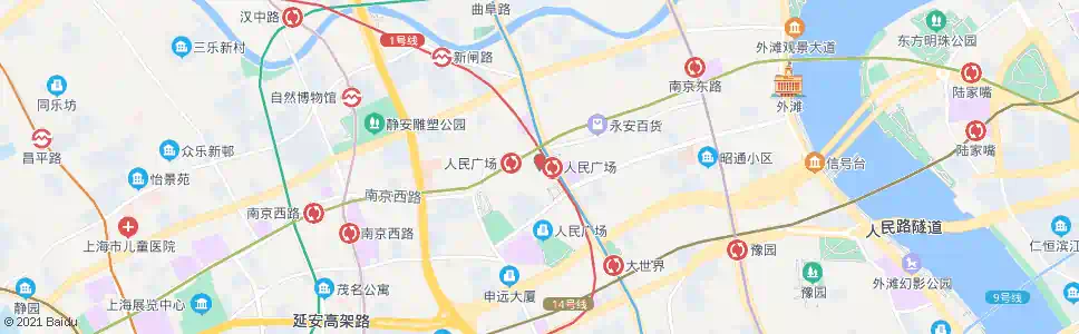 上海人民广场_公交站地图_上海公交_妙搜公交查询2025