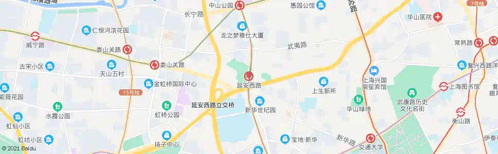 上海虹中路延安西路_公交站地图_上海公交_妙搜公交查询2025