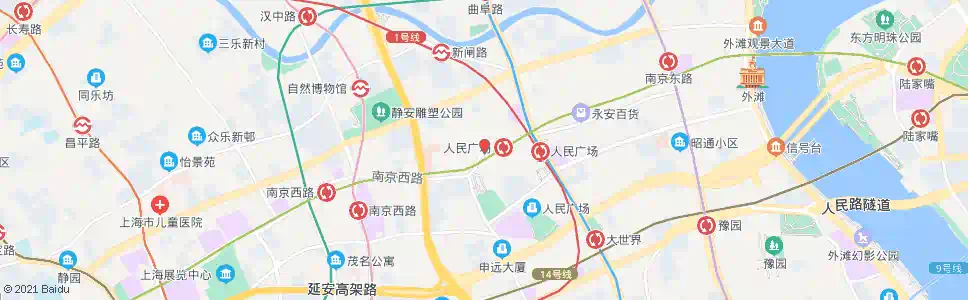 上海南京西路黄河路_公交站地图_上海公交_妙搜公交查询2025