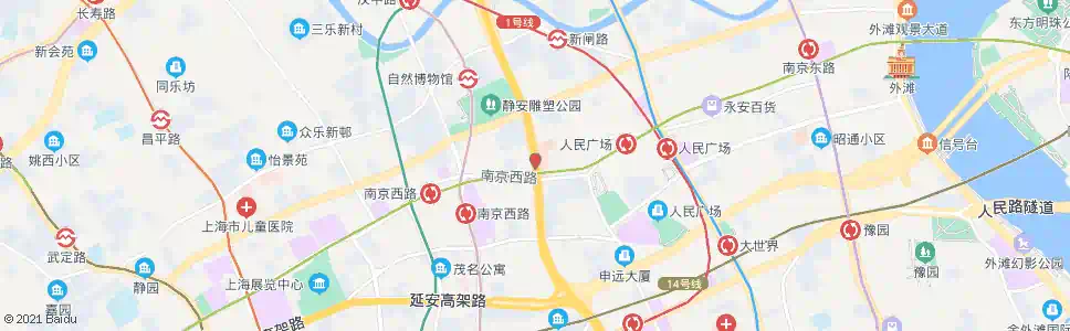 上海成都北路南京西路_公交站地图_上海公交_妙搜公交查询2025