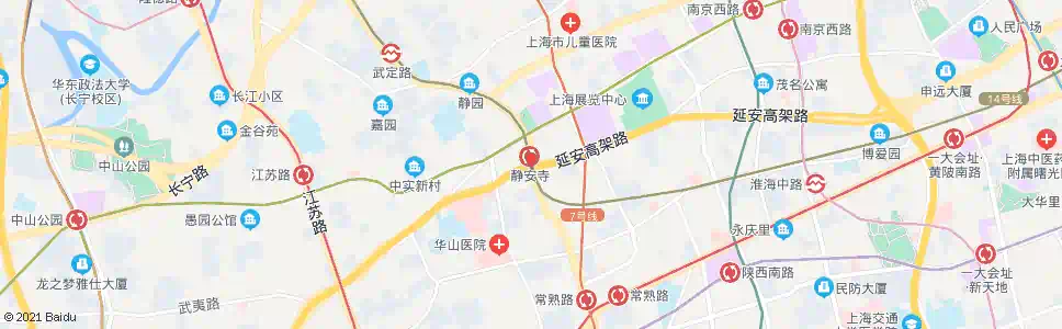 上海华山路延安西路_公交站地图_上海公交_妙搜公交查询2025