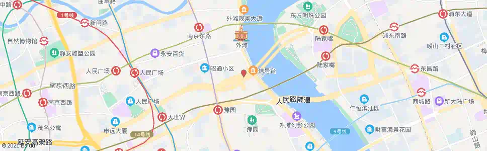 上海延安东路中山东一路_公交站地图_上海公交_妙搜公交查询2025