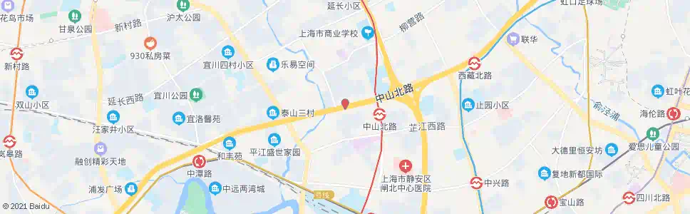 上海中山北路普善路_公交站地图_上海公交_妙搜公交查询2025