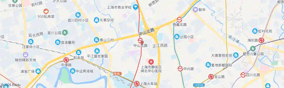 上海中山北二路_公交站地图_上海公交_妙搜公交查询2025