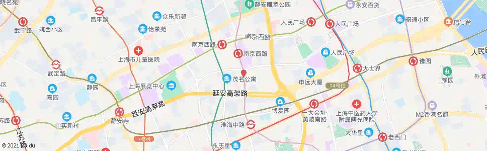 上海延安中路石门一路_公交站地图_上海公交_妙搜公交查询2025