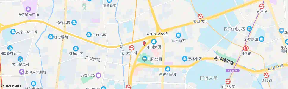 上海中山北一路大柏树_公交站地图_上海公交_妙搜公交查询2025