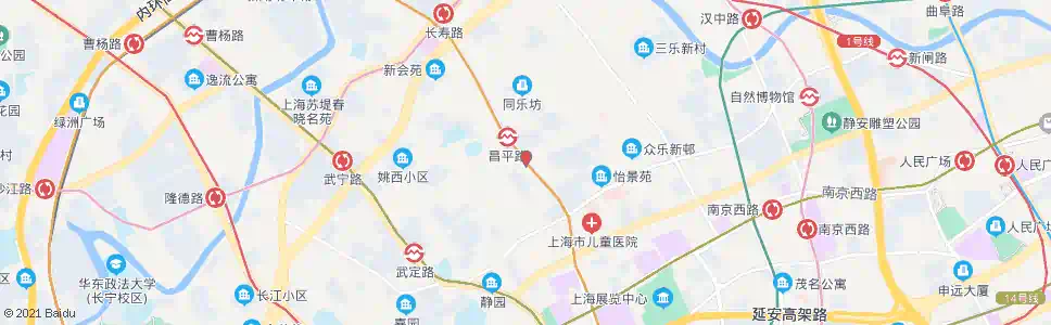 上海康定路常德路_公交站地图_上海公交_妙搜公交查询2025