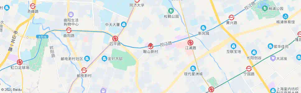 上海鞍山新村_公交站地图_上海公交_妙搜公交查询2025