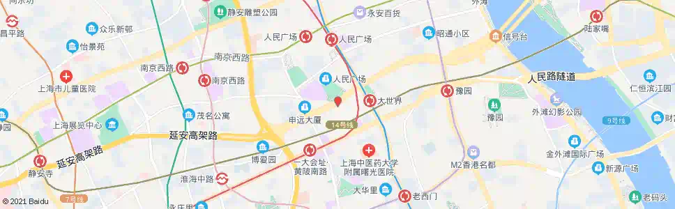 上海普安路(延安东路)(下客站)_公交站地图_上海公交_妙搜公交查询2025