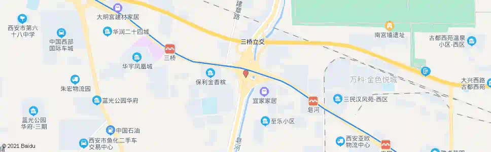 西安三桥立交_公交站地图_西安公交_妙搜公交查询2025