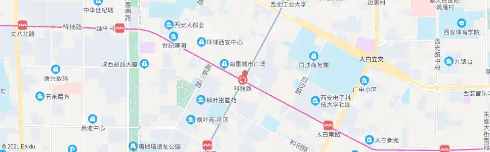 西安高新路科技路口_公交站地图_西安公交_妙搜公交查询2025