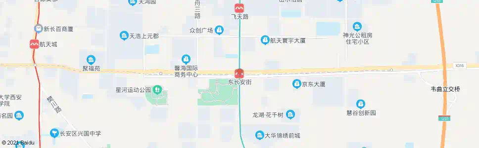 西安东长安街中段_公交站地图_西安公交_妙搜公交查询2025