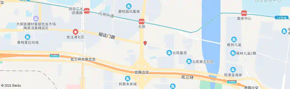 西安北辰立交北_公交站地图_西安公交_妙搜公交查询2025