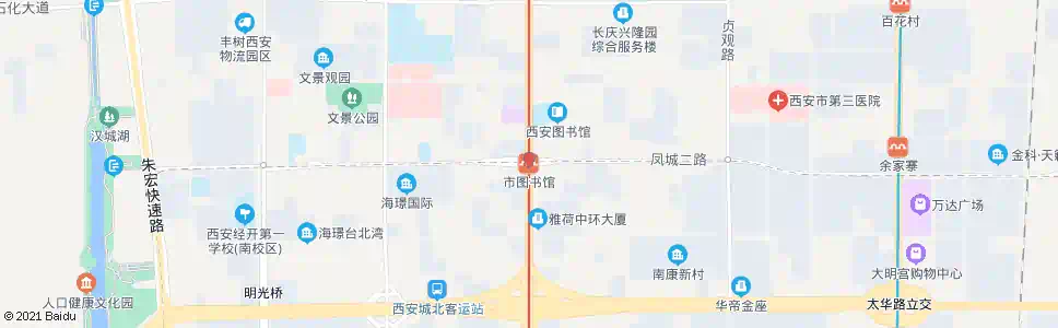 西安凤城三路市图书馆_公交站地图_西安公交_妙搜公交查询2025