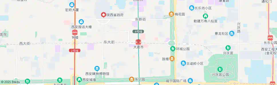 西安大差市_公交站地图_西安公交_妙搜公交查询2025