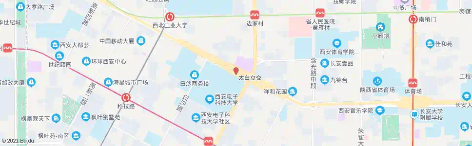 西安太白路立交_公交站地图_西安公交_妙搜公交查询2025