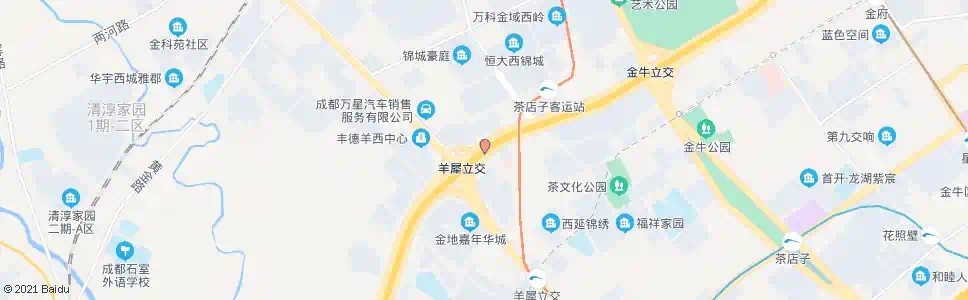 成都三环羊犀立交北外侧_公交站地图_成都公交_妙搜公交查询2025