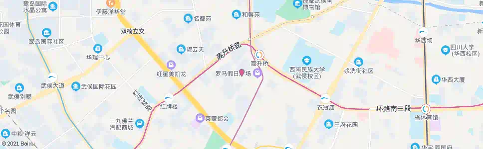 成都高升桥北街_公交站地图_成都公交_妙搜公交查询2025