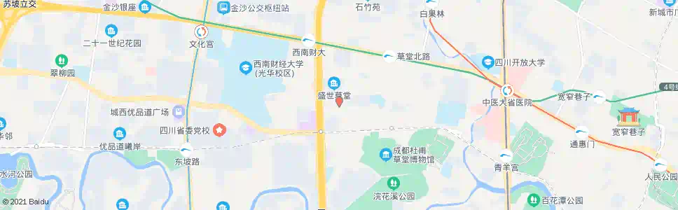 成都草堂北支路东_公交站地图_成都公交_妙搜公交查询2025