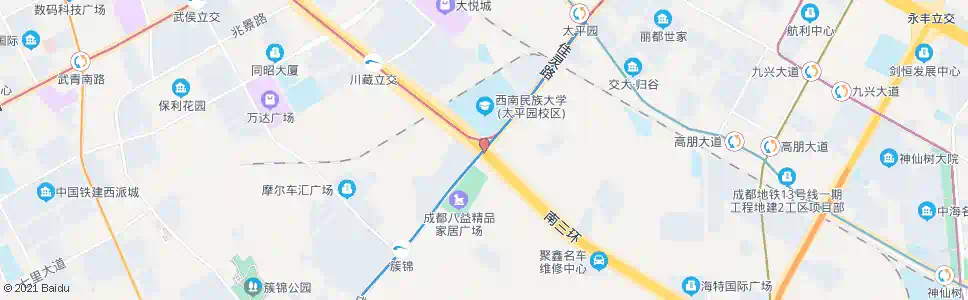 成都三环川藏立交东内侧_公交站地图_成都公交_妙搜公交查询2025