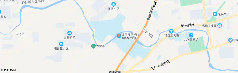 绵阳师范学院_公交站地图_绵阳公交_妙搜公交查询2025