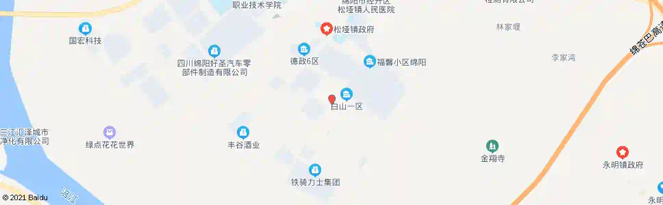 绵阳白山一区_公交站地图_绵阳公交_妙搜公交查询2025