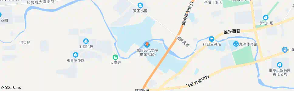 绵阳师范学院磨家校区_公交站地图_绵阳公交_妙搜公交查询2025
