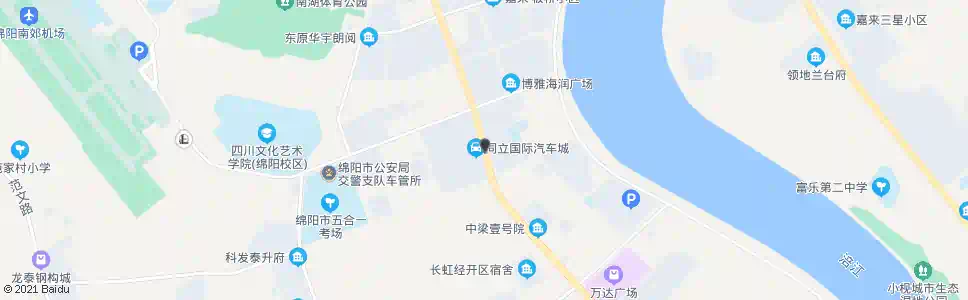 绵阳同立汽车城_公交站地图_绵阳公交_妙搜公交查询2025