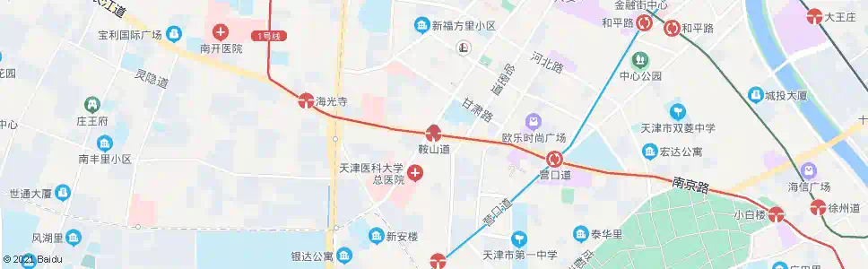天津鞍山道_公交站地图_天津公交_妙搜公交查询2025