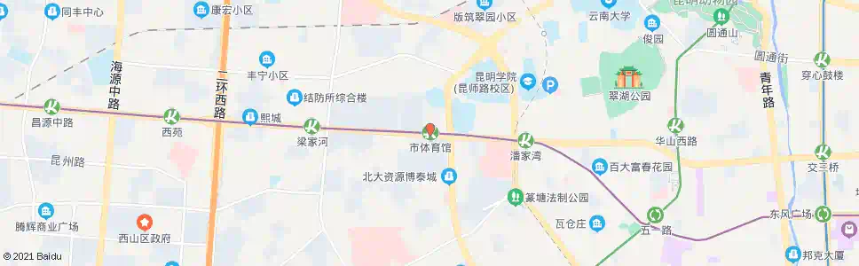 昆明市体育馆(人民西路)_公交站地图_昆明公交_妙搜公交查询2025