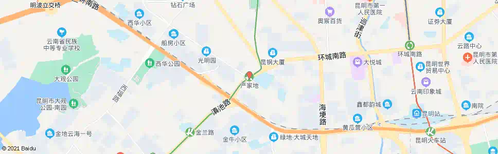 昆明严家地_公交站地图_昆明公交_妙搜公交查询2025