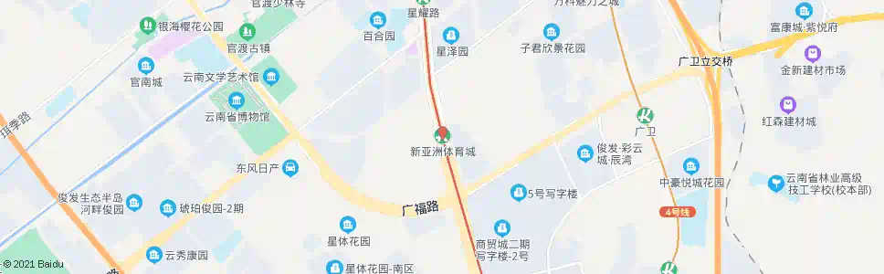 昆明新亚洲体育城站_公交站地图_昆明公交_妙搜公交查询2025