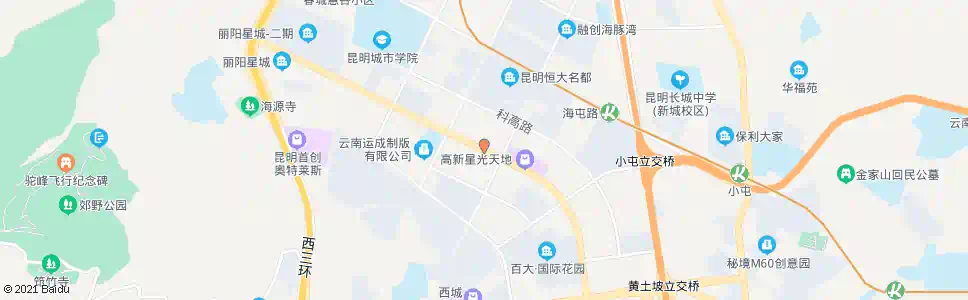昆明科新路口海源北路_公交站地图_昆明公交_妙搜公交查询2025