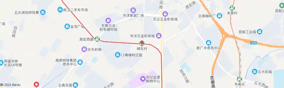 昆明晓东村(轨道交通1号线晓东村站)_公交站地图_昆明公交_妙搜公交查询2025