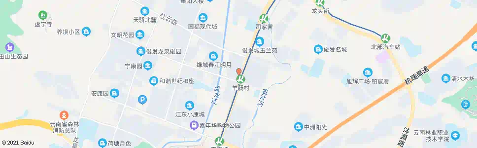 昆明北京路口红园路(羊肠村地铁站)_公交站地图_昆明公交_妙搜公交查询2025