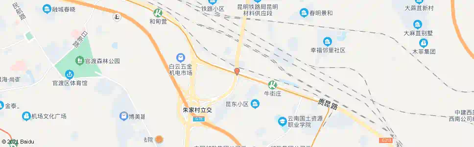 昆明朱家村(贵昆路)_公交站地图_昆明公交_妙搜公交查询2025