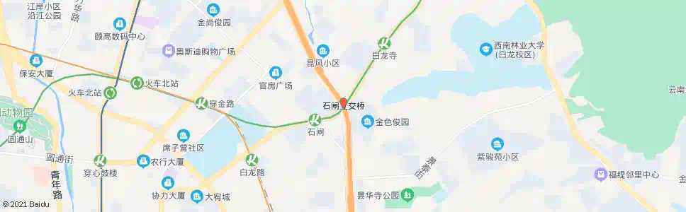 昆明石闸立交桥_公交站地图_昆明公交_妙搜公交查询2025