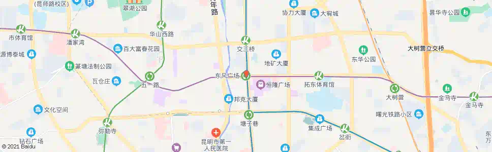 昆明东风广场(东风东路)_公交站地图_昆明公交_妙搜公交查询2025